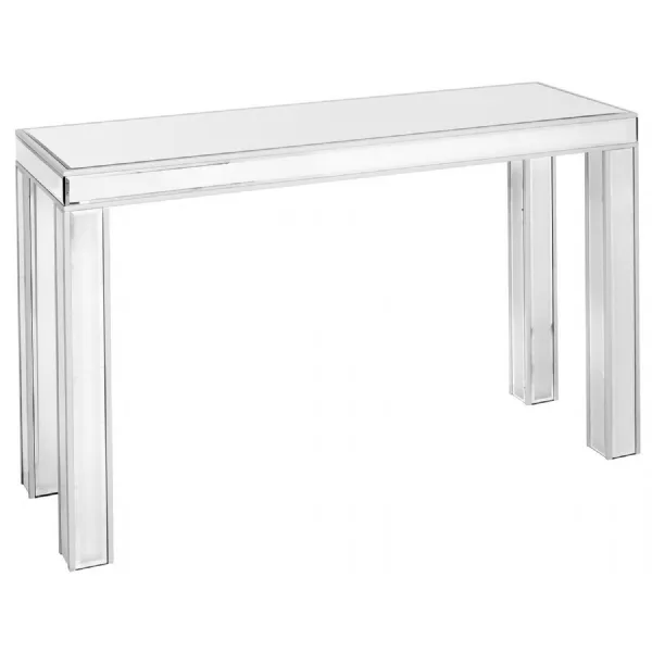 Silver Mirrored Large Console Table Bevelled Panels
