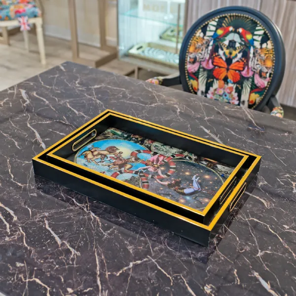 Myrtle and Mary Le Cirque Du Monde Set of 2 Serving Trays