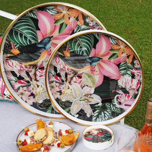 Myrtle and Mary Tropical Bomb Design Set of 2 Serving Trays