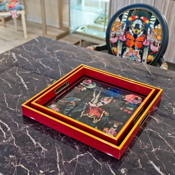 Myrtle and Mary Square Fifi Design Set of 2 Serving Trays