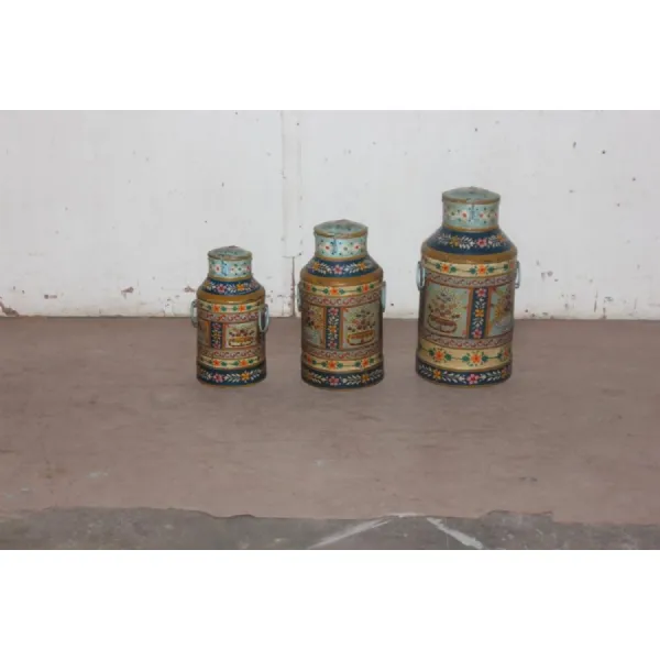 Set of 3 Handpainted Milk Churns