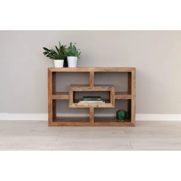 Natural Mango Wood Open Shelving TV Media Entertainment Unit