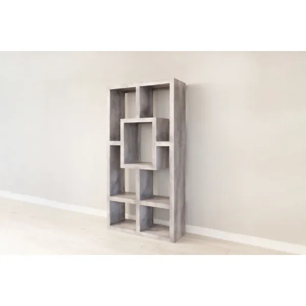 Grey Distressed Mango Wood Open Display Cabinet