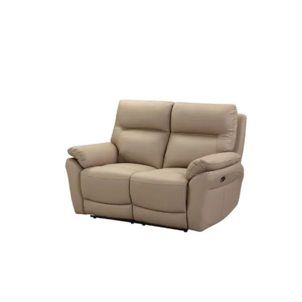 Latte Leather 2 Seater Electric Power Recliner Sofa