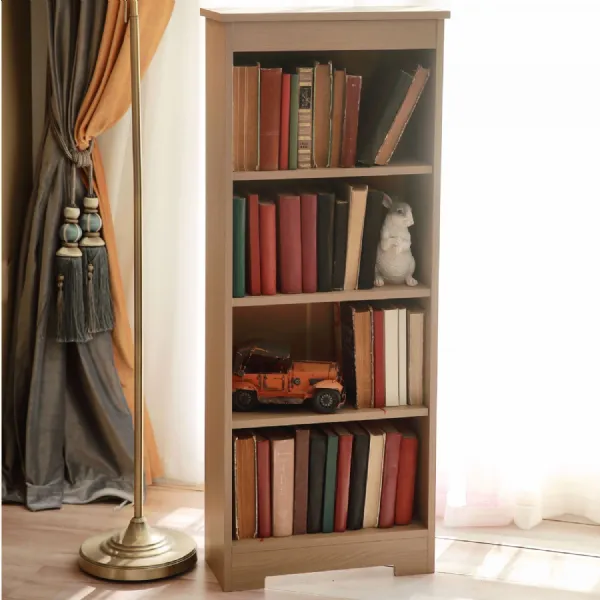 Smoked Oak Effect Low Narrow Open Bookcase