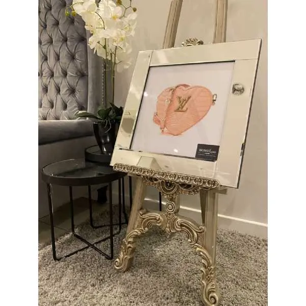 Lv Pink Heart Fashion Handbag Wall Art Mirror Frame