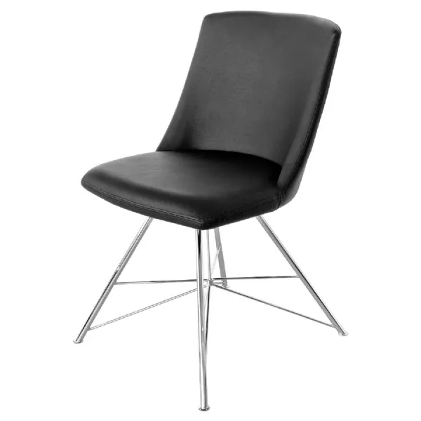 Black Leather Effect Dining Chair Chrome Frame