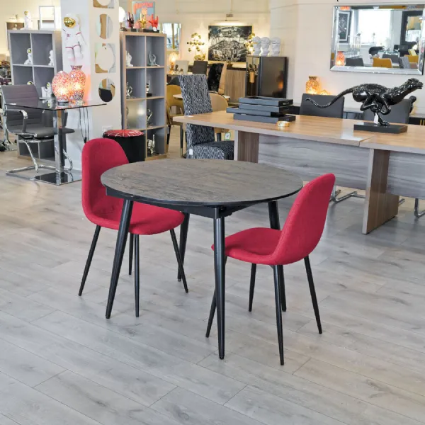 Black Wood Round to Oval Extending Dining Table 100 to 140cm
