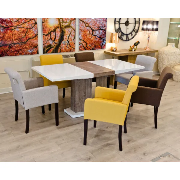 High Gloss Wood Effect 170cm Large Extending Dining Table