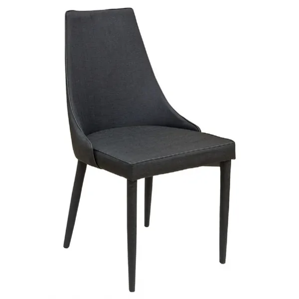 Dark Grey Fabric Dining Chair Black Legs