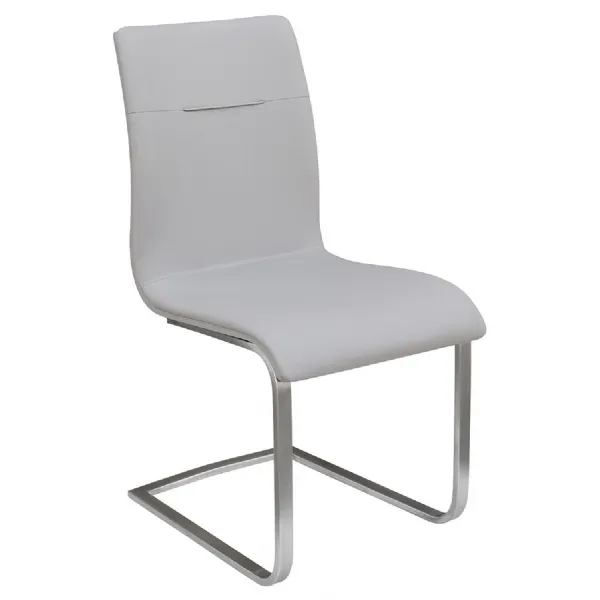 Taupe Leather Effect Dining Chair Steel Cantilever Legs