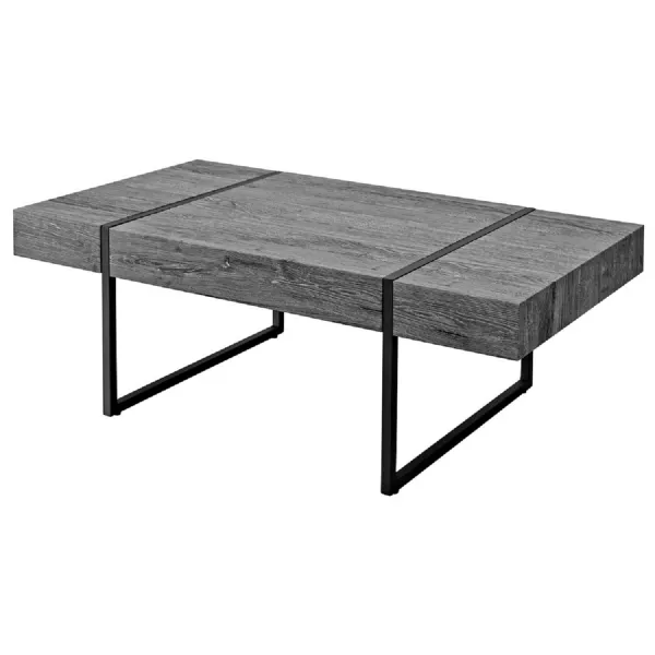 Grey Oak Effect Rectangular Coffee Table Black Metal Frame