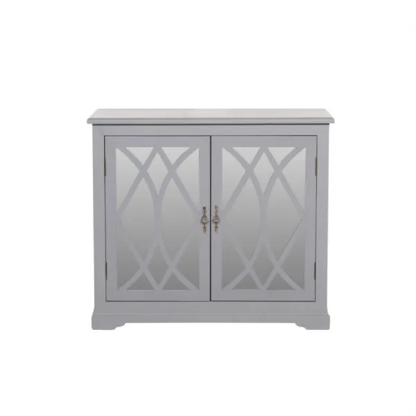 Grey Mirrored 2 Door Cupboard