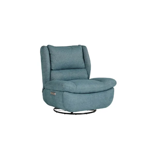 Marine Blue Fabric Electric Reclining Swivel Glider Chair