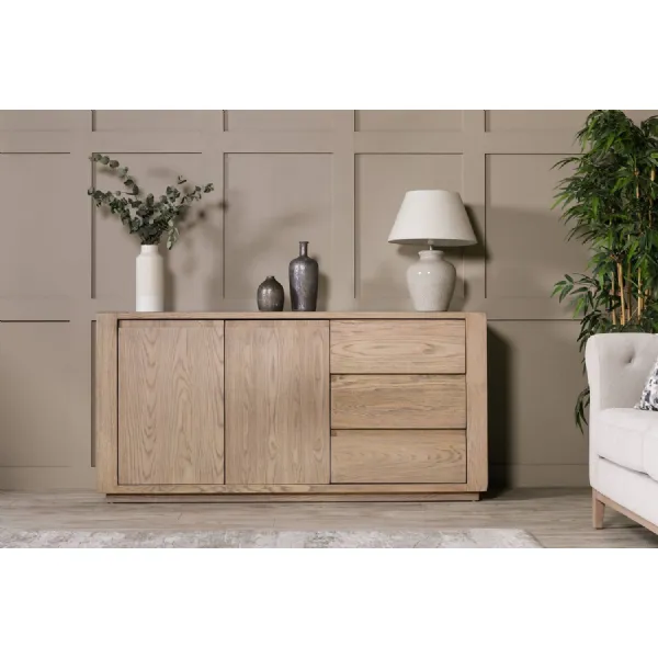 Smoked Oak Wide Sideboard with 2 Doors 3 Drawers