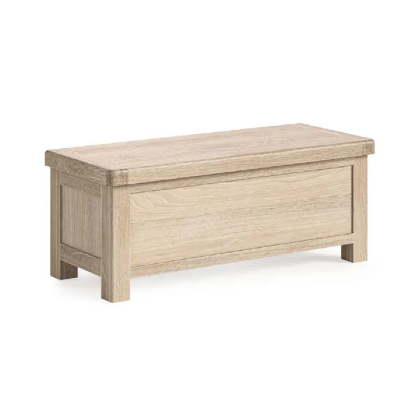 White Wash Oak Blanket Box with Lift Lid