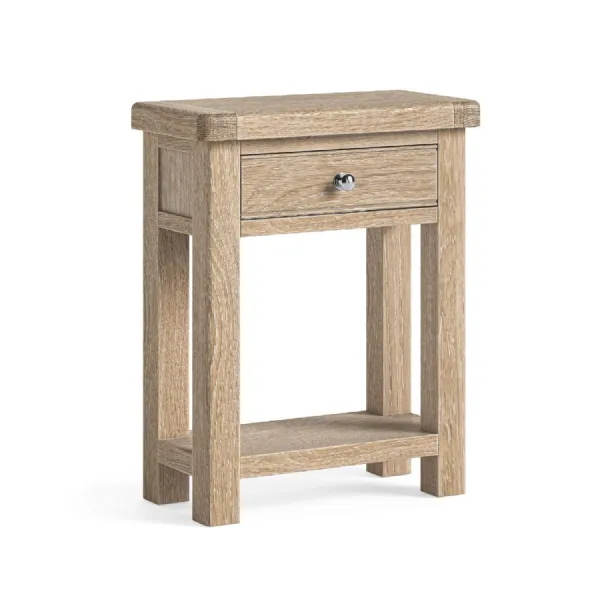 White Wash Wood 1 Drawer Telephone Table with Shelf