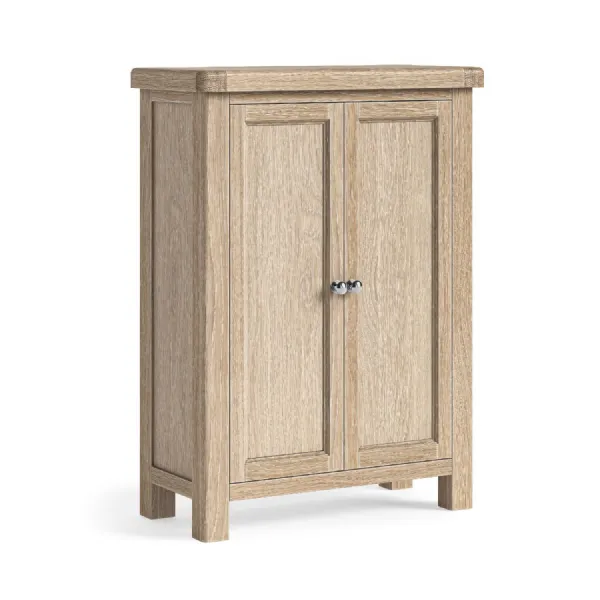White Wash Wood 2 Door Shoe Cabinet