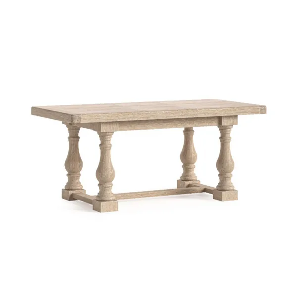 White Wash Wood Extending Trestle Dining Table 140 to 185cm