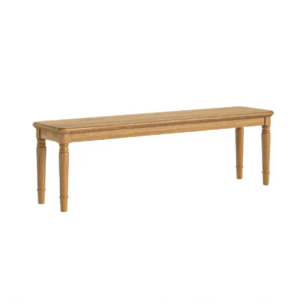 Rustic Waxed Oak Large Dining Bench Turned Legs
