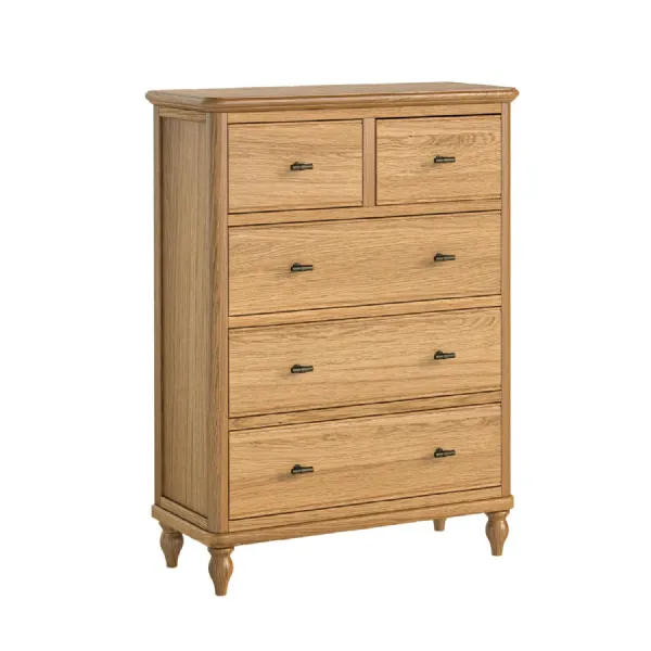 Waxed Oak 2 Over 3 Chest of Drawers Rounded Edges