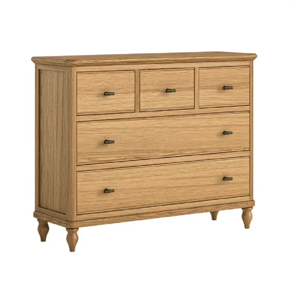 Waxed Oak 3 Over 2 Chest of Drawers