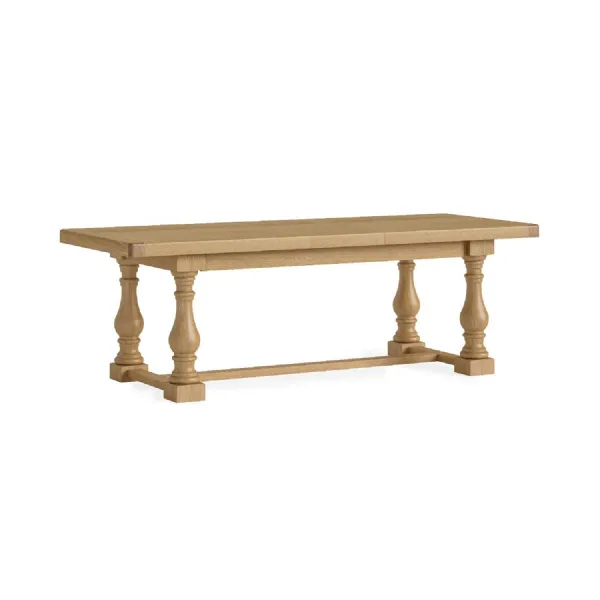 Natural Wood Trestle Large Extending Dining Table