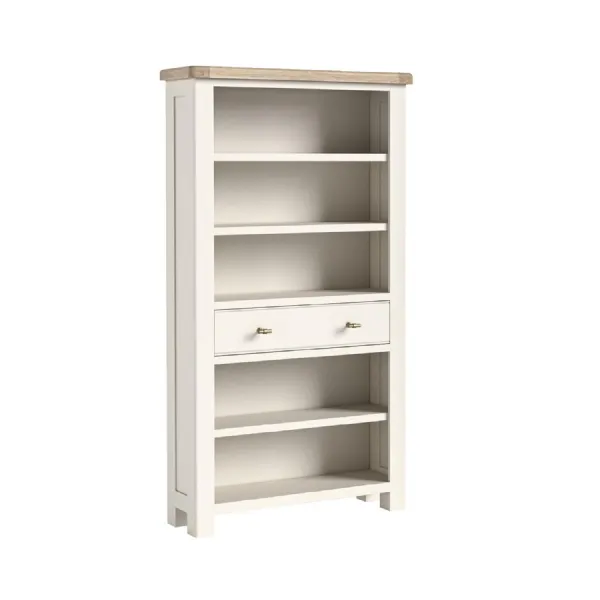 Coconut Milk Wood 1 Drawer Large Open Bookcase Oak Top