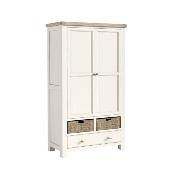Coconut Milk Wood 2 Door 1 Drawer Larder Unit with 4 Baskets