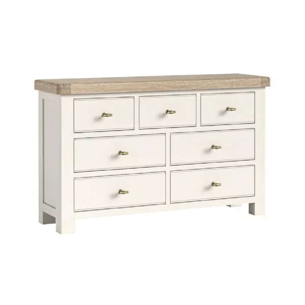 Coconut Milk Wood 3 Over 4 Chest of Drawers Oak Top