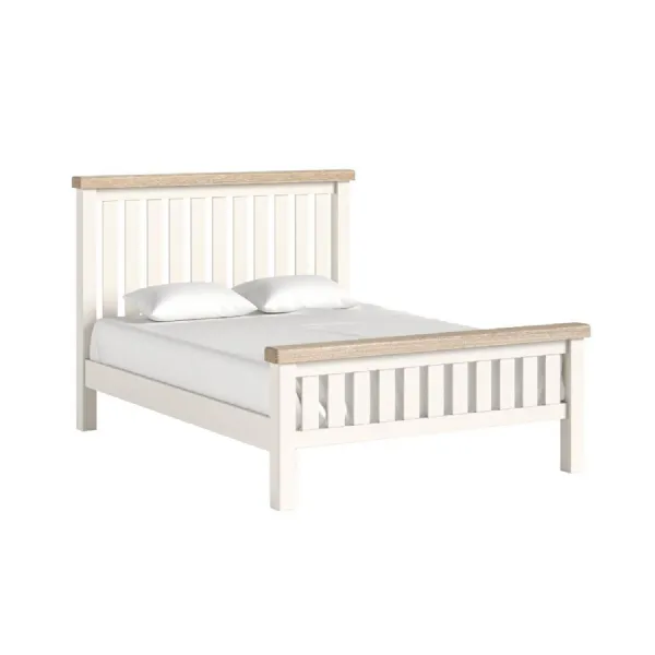 Coconut Milk Wood 5ft King Size Slatted Bed Oak Top