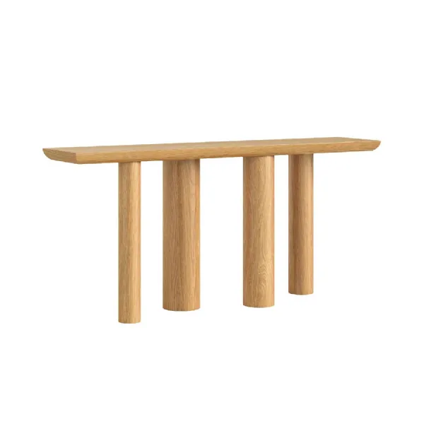 Lacquered Oak Large Console Table Pillar Legs