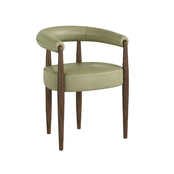 Olive Green Leather Effect Curve Back Dining Chair