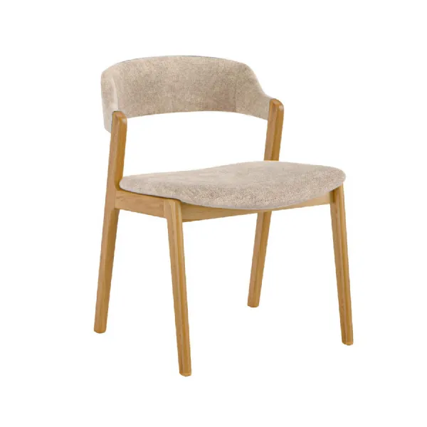 Silver Mink Upholstered Dining Chair Oak Wooden Framed