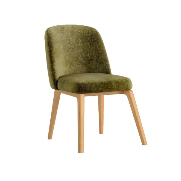Olive Green Upholstered Dining Chair Wooden Framed
