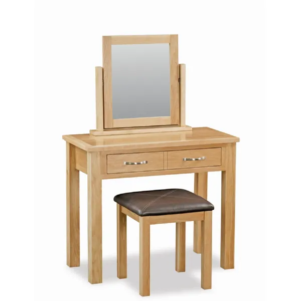 Oak 2 Drawer Compact Dressing Table Set