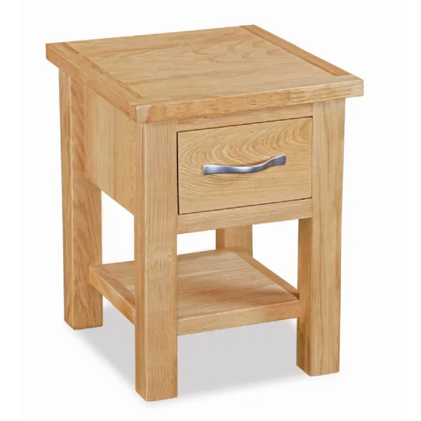 Natural Wood 1 Drawer Lamp Table with Shelf