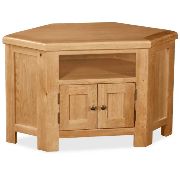 Rustic Oak 2 Drawer Corner TV Media Entertainment Unit