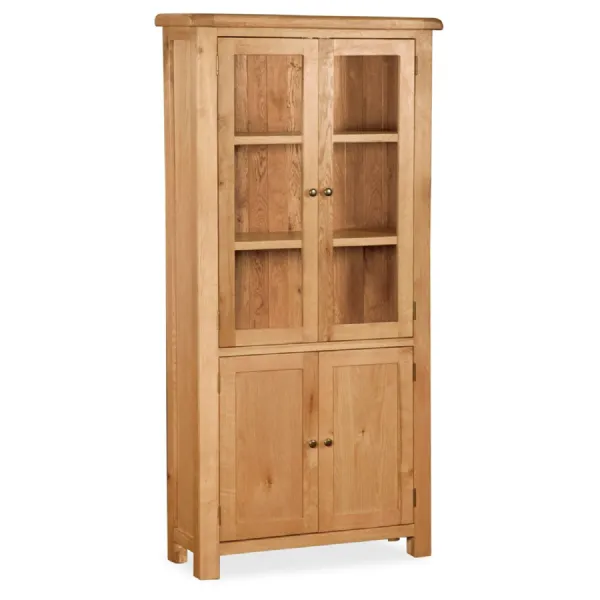 Light Wood 4 Door Tall Glazed Display Cabinet