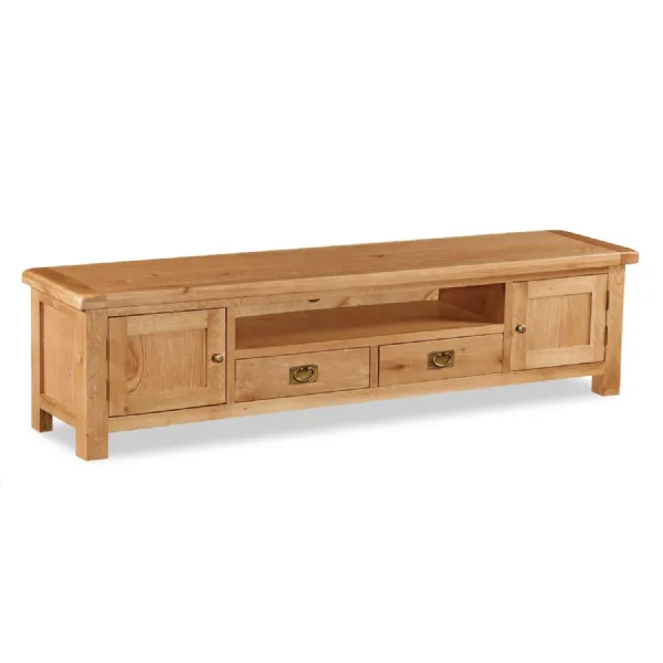 Rustic Oak 2 Door 2 Drawer Extra Low Line TV Media Unit