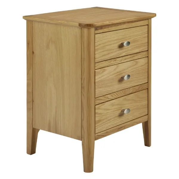 Lacquered Oak 3 Drawer Bedside Table