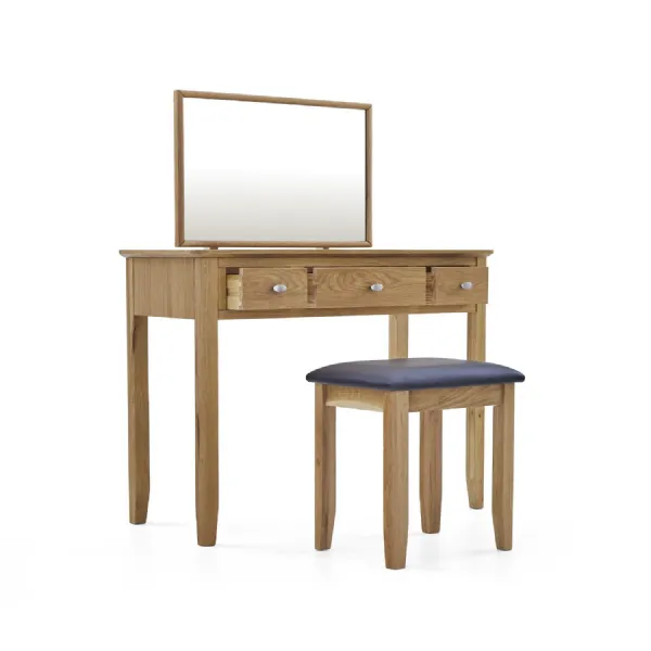 Lacquered Oak 3 Drawer Dressing Table Set