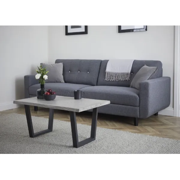 Industrial Grey Wood Low Coffee Table Metal Legs
