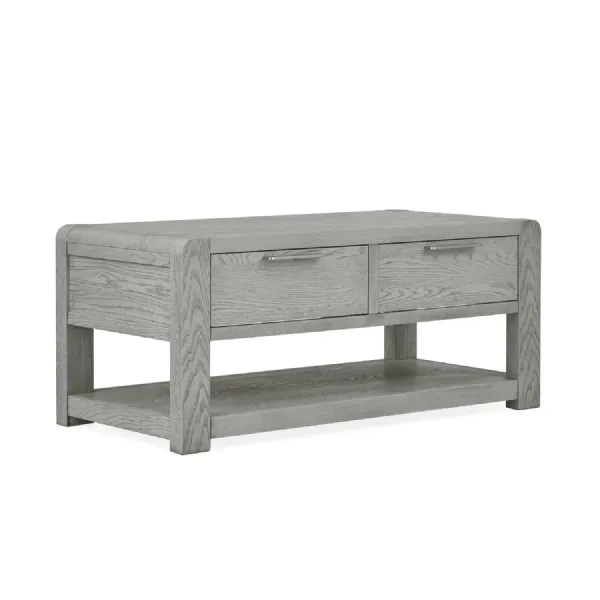 Grey Oak 2 Drawer Coffee Table with Lower Shelf