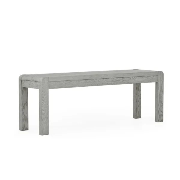 Grey Oak Large 130cm Dining Bench with Rounded Corners