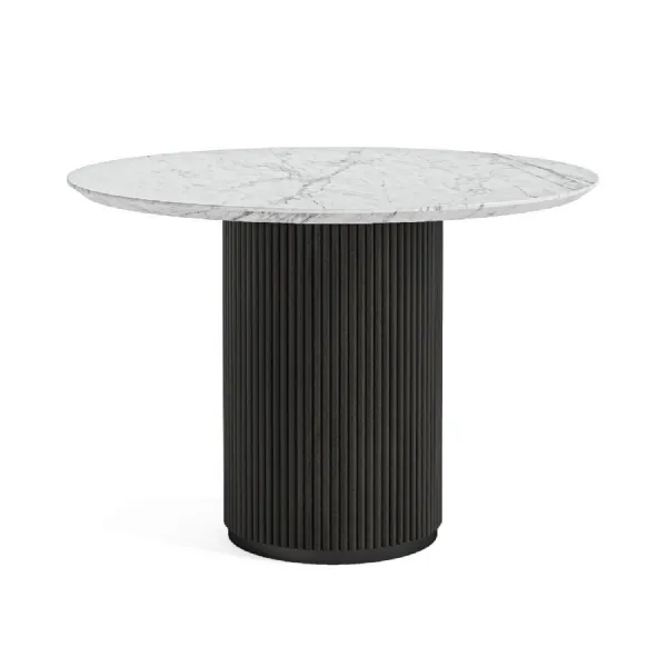 White Marble Top 120cm Round Dining Table Pedestal Base