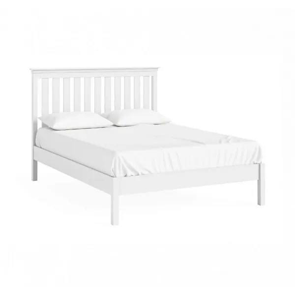 White Wood 5ft King Size Slatted Bed Frame