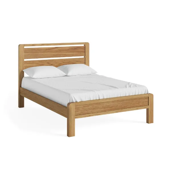Rustic Oak 4ft6in Double 135cm Bed Slatted Headboard
