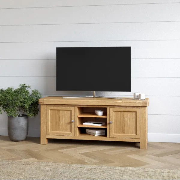Oak 2 Door TV Media Entertainment Unit with Shelf