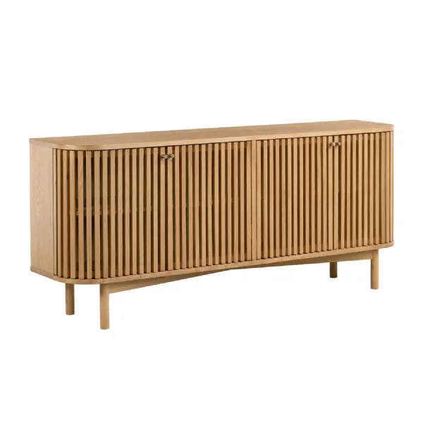 Oak 2 Door Large Sideboard Slatted Patterned
